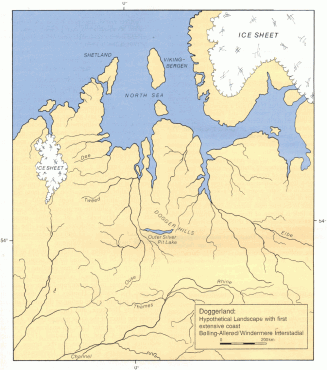 Hypothetical Landscape with first extensive coast. Bølling-Allerød/Windermere Interstadial